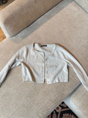 Brandy Melville Gray Cropped Button-Up Cardigan